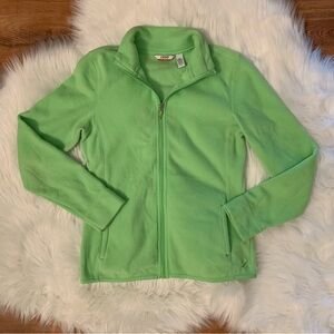 Izod Performx Full Zip Melon Lime Green Golf Jacket XS Fleece